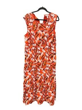 Nine West Orange Floral-Print Sleeveless Maxi Dress